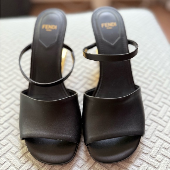 Fendi First Black Mule Sandal Size 36.5 - Picture 2 of 16
